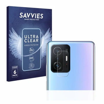 Parte frontal de un envase de producto con el logotipo de la marca Savvies. Al lado se muestra el dispositivo Xiaomi 11T Pro (