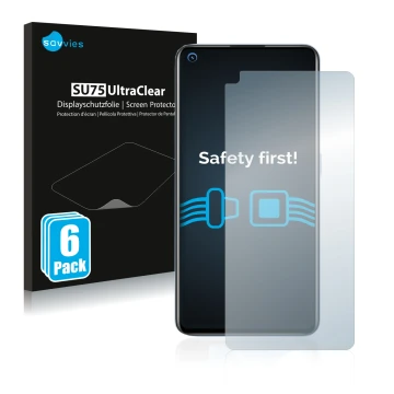 Parte frontal de un envase de producto con el logotipo de la marca Savvies. Al lado se muestra el dispositivo realme GT Neo 2 