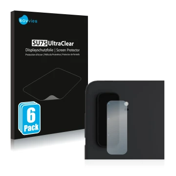 Parte frontal de un envase de producto con el logotipo de la marca Savvies. Al lado se muestra el dispositivo Microsoft Surfac