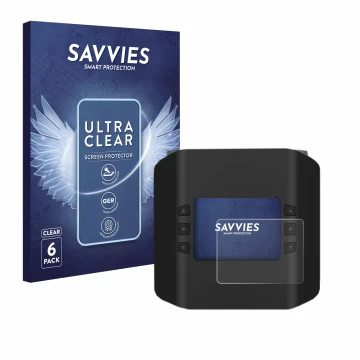 Parte frontal de un envase de producto con el logotipo de la marca Savvies. Al lado se muestra el dispositivo ISDT Smart Duo C