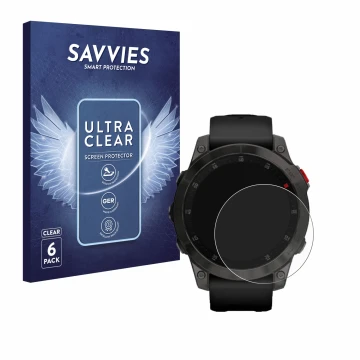 Parte frontal de un envase de producto con el logotipo de la marca Savvies. Al lado se muestra el dispositivo Garmin epix (Gen
