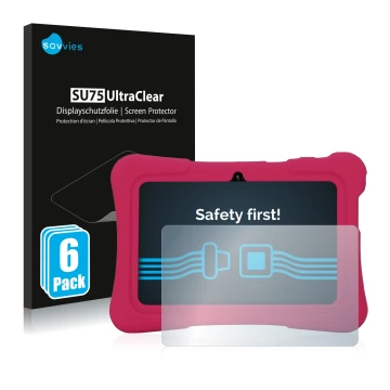 Parte frontal de un envase de producto con el logotipo de la marca Savvies. Al lado se muestra el dispositivo Pritom K7 con su