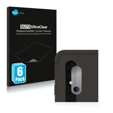 Parte frontal de un envase de producto con el logotipo de la marca Savvies. Al lado se muestra el dispositivo Samsung Galaxy T