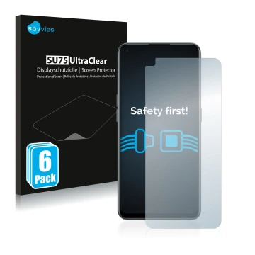 Parte frontal de un envase de producto con el logotipo de la marca Savvies. Al lado se muestra el dispositivo OnePlus Nord CE 