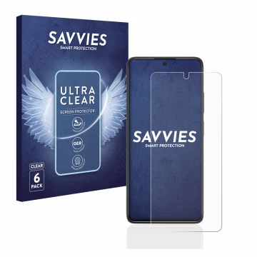 Parte frontal de un envase de producto con el logotipo de la marca Savvies. Al lado se muestra el dispositivo Xiaomi Poco X4 P