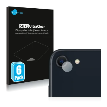 Parte frontal de un envase de producto con el logotipo de la marca Savvies. Al lado se muestra el dispositivo Apple iPhone SE 