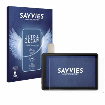 Parte frontal de un envase de producto con el logotipo de la marca Savvies. Al lado se muestra el dispositivo Garmin Tread Ove