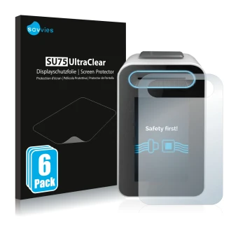 Parte frontal de un envase de producto con el logotipo de la marca Savvies. Al lado se muestra el dispositivo Cherry eHealth T