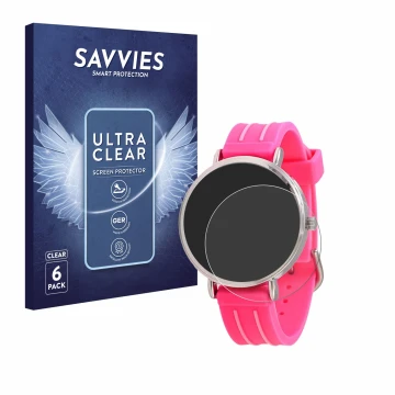 Parte frontal de un envase de producto con el logotipo de la marca Savvies. Al lado se muestra el dispositivo Kiddus Children'