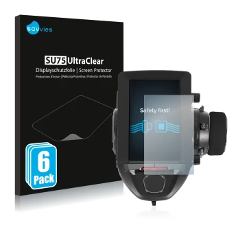 Parte frontal de un envase de producto con el logotipo de la marca Savvies. Al lado se muestra el dispositivo Futaba 7PXR con 