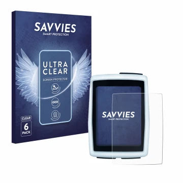Parte frontal de un envase de producto con el logotipo de la marca Savvies. Al lado se muestra el dispositivo Sigma BC 12.0 WL