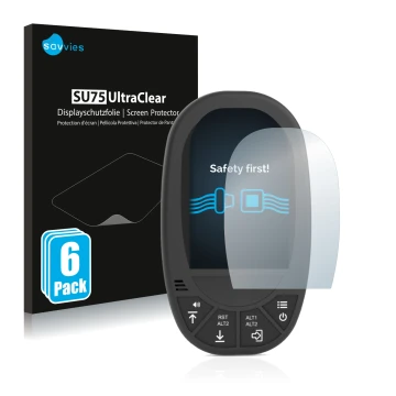 Parte frontal de un envase de producto con el logotipo de la marca Savvies. Al lado se muestra el dispositivo Flymaster GPS LS