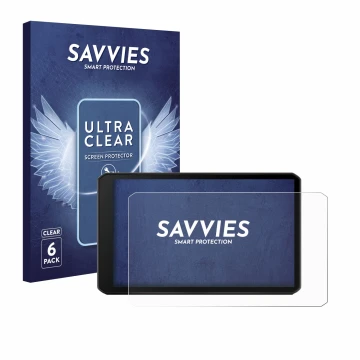 Parte frontal de un envase de producto con el logotipo de la marca Savvies. Al lado se muestra el dispositivo Garmin DriveCam 