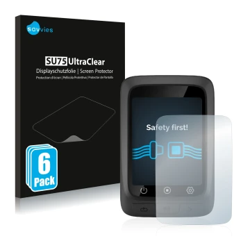 Parte frontal de un envase de producto con el logotipo de la marca Savvies. Al lado se muestra el dispositivo CooSpo BC107 con