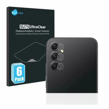 Parte frontal de un envase de producto con el logotipo de la marca Savvies. Al lado se muestra el dispositivo Samsung Galaxy A