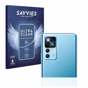 Parte frontal de un envase de producto con el logotipo de la marca Savvies. Al lado se muestra el dispositivo Xiaomi 12T (SÓLO