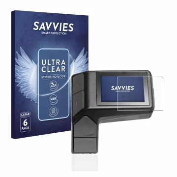 Parte frontal de un envase de producto con el logotipo de la marca Savvies. Al lado se muestra el dispositivo Giant Ridecontro