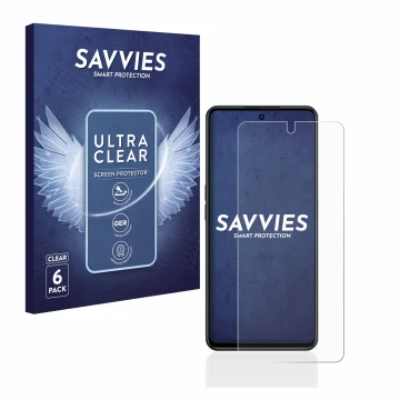Parte frontal de un envase de producto con el logotipo de la marca Savvies. Al lado se muestra el dispositivo Oppo A98 5G con 