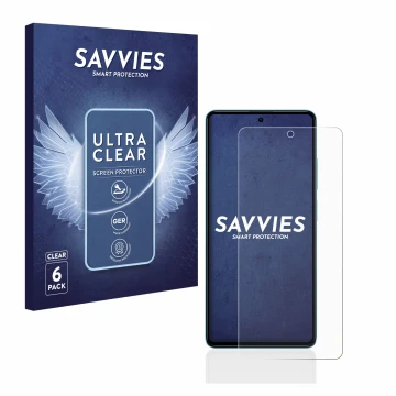 Parte frontal de un envase de producto con el logotipo de la marca Savvies. Al lado se muestra el dispositivo Xiaomi Poco F5 c