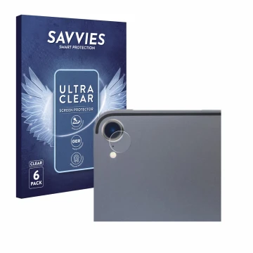 Parte frontal de un envase de producto con el logotipo de la marca Savvies. Al lado se muestra el dispositivo Apple iPad Pro 1