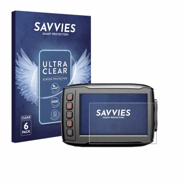 Parte frontal de un envase de producto con el logotipo de la marca Savvies. Al lado se muestra el dispositivo Blueskysea DV999