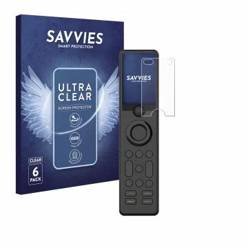 Parte frontal de un envase de producto con el logotipo de la marca Savvies. Al lado se muestra el dispositivo Sofabaton X1 con