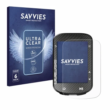 Parte frontal de un envase de producto con el logotipo de la marca Savvies. Al lado se muestra el dispositivo iGPSPORT BSC300 