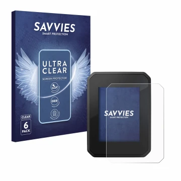Parte frontal de un envase de producto con el logotipo de la marca Savvies. Al lado se muestra el dispositivo FIT Display Comp