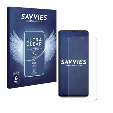 Parte frontal de un envase de producto con el logotipo de la marca Savvies. Al lado se muestra el dispositivo Oukitel C36 (202
