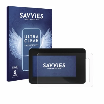 Parte frontal de un envase de producto con el logotipo de la marca Savvies. Al lado se muestra el dispositivo Shimano Steps SC