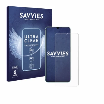 Parte frontal de un envase de producto con el logotipo de la marca Savvies. Al lado se muestra el dispositivo Oppo A78 5G con 