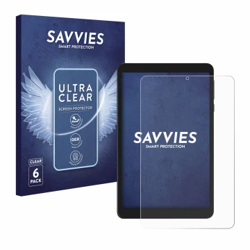 Parte frontal de un envase de producto con el logotipo de la marca Savvies. Al lado se muestra el dispositivo Doogee T20 Mini 
