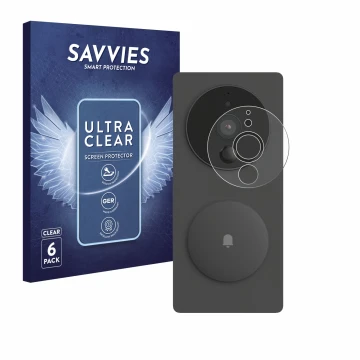 Parte frontal de un envase de producto con el logotipo de la marca Savvies. Al lado se muestra el dispositivo Aqara SVD-KIT1 (