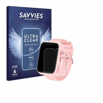 Parte frontal de un envase de producto con el logotipo de la marca Savvies. Al lado se muestra el dispositivo jianyana 4G Kids