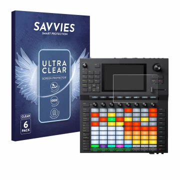 Parte frontal de un envase de producto con el logotipo de la marca Savvies. Al lado se muestra el dispositivo Akai Force con s