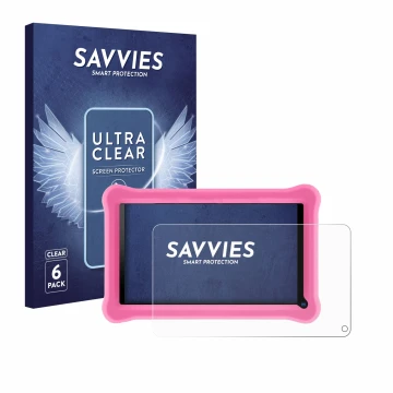 Parte frontal de un envase de producto con el logotipo de la marca Savvies. Al lado se muestra el dispositivo Sannuo K708 7