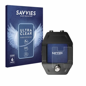 Parte frontal de un envase de producto con el logotipo de la marca Savvies. Al lado se muestra el dispositivo Shure GLXD16+ co