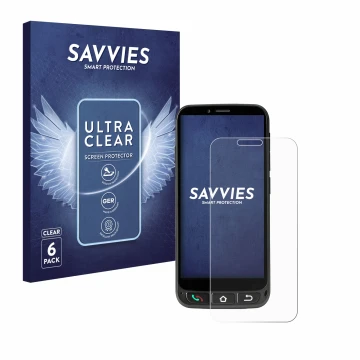 Parte frontal de un envase de producto con el logotipo de la marca Savvies. Al lado se muestra el dispositivo SPC Zeus 4G Pro 