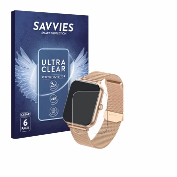 Parte frontal de un envase de producto con el logotipo de la marca Savvies. Al lado se muestra el dispositivo Ruxingx T6 1.83