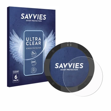 Parte frontal de un envase de producto con el logotipo de la marca Savvies. Al lado se muestra el dispositivo Beeline Moto II 