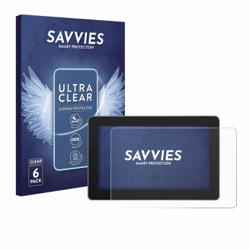 Parte frontal de un envase de producto con el logotipo de la marca Savvies. Al lado se muestra el dispositivo SmallHD Indie 5 