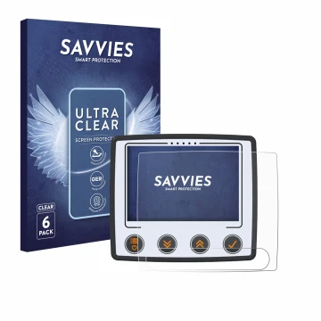 Parte frontal de un envase de producto con el logotipo de la marca Savvies. Al lado se muestra el dispositivo Skytraxx 5 Mini 