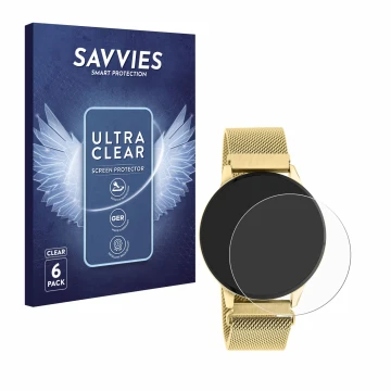Parte frontal de un envase de producto con el logotipo de la marca Savvies. Al lado se muestra el dispositivo Oozoo Q00121 con