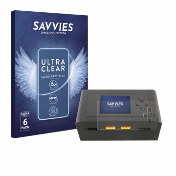 Parte frontal de un envase de producto con el logotipo de la marca Savvies. Al lado se muestra el dispositivo Gens Ace IMARS D