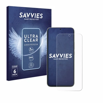 Parte frontal de un envase de producto con el logotipo de la marca Savvies. Al lado se muestra el dispositivo Huawei Nova 13 c