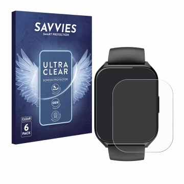 Parte frontal de un envase de producto con el logotipo de la marca Savvies. Al lado se muestra el dispositivo Aycy P114 1.85