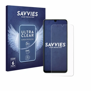 Parte frontal de un envase de producto con el logotipo de la marca Savvies. Al lado se muestra el dispositivo Xiaomi Poco C75 