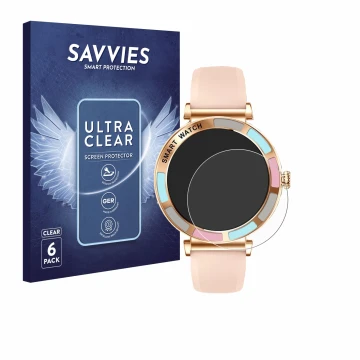 Parte frontal de un envase de producto con el logotipo de la marca Savvies. Al lado se muestra el dispositivo Braidol Smartwat