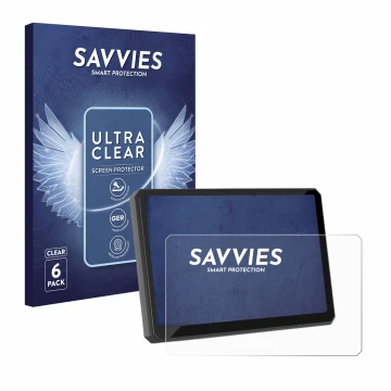 Parte frontal de un envase de producto con el logotipo de la marca Savvies. Al lado se muestra el dispositivo Carpuride W502BS