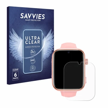 Parte frontal de un envase de producto con el logotipo de la marca Savvies. Al lado se muestra el dispositivo Banlvs Kids Smar